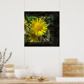 Gelbe Blume hinter Fenstern Poster (Küche)