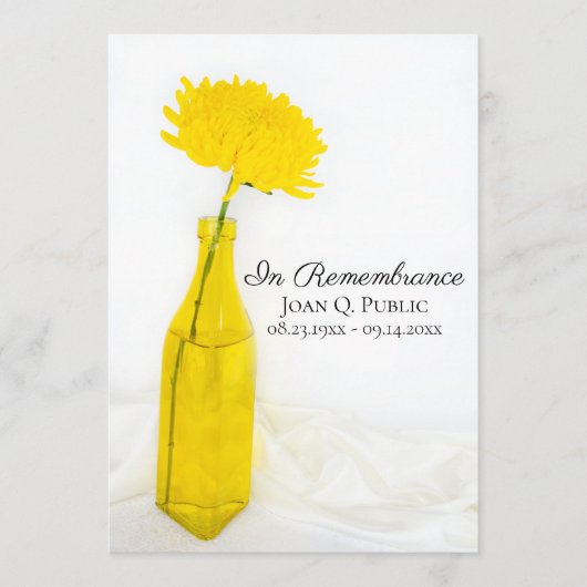Gelbe Blume im Vase-Bestattungsdienst Programm (Vorderseite)