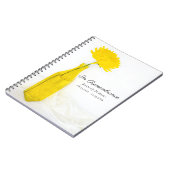 Gelbe Blume in Vase Feier der Lebensbeerdigung Notizblock (Linke Seite)