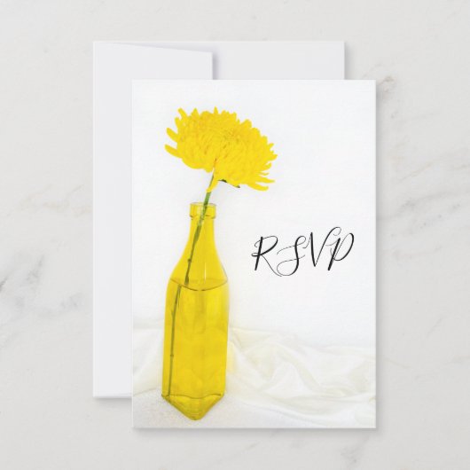 Gelbe Blume in Vase Wedding RSVP Antwortkarte Karte (Vorderseite)