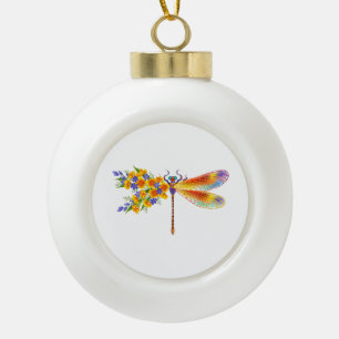 Gelbe Blume Keramik Kugel-Ornament