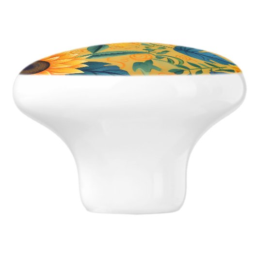 Gelbe Blume Keramikknauf (Seitenansicht)