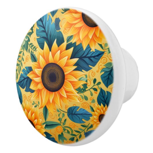 Gelbe Blume Keramikknauf (Rechts)