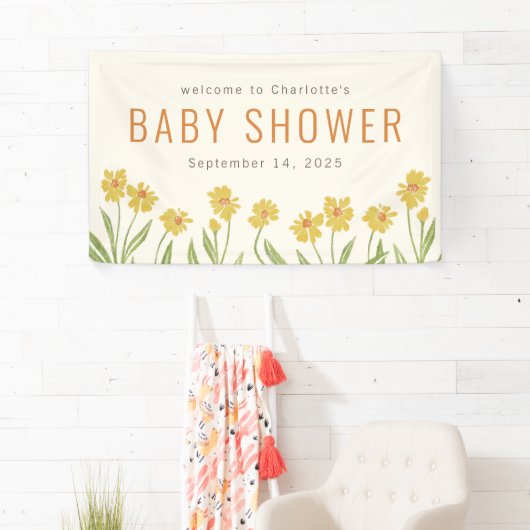 Gelbe Blume Kinderdusche Begrüßung Banner (Insitu)