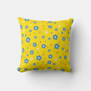 Gelbe Blume Kunstmuster Ästhetische Blume PNG Tra Kissen