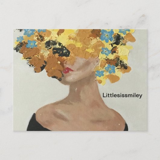 Gelbe Blume Lady Postkarte (Vorderseite)