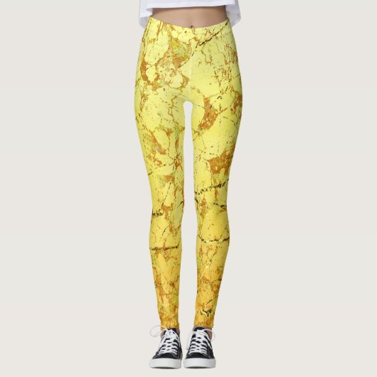 Gelbe Blume Leggings (Vorderseite)