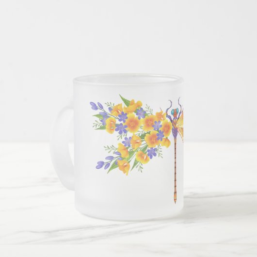 Gelbe Blume Mattglastasse (Vorderseite Links)