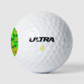 Gelbe Blume mit goldfarbenen Blätter Golfball (Logo)
