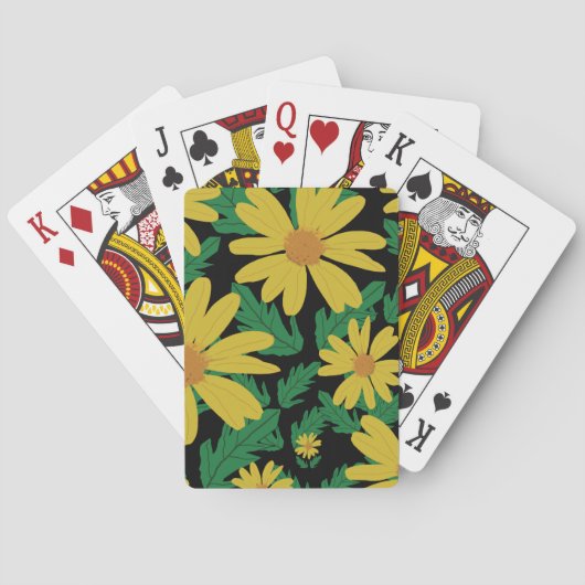 Gelbe Blume mit grünen Blätter, ca. Spielkarten (Rückseite)