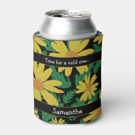 Gelbe Blume mit grünen Blätter Dosenkühler