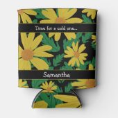 Gelbe Blume mit grünen Blätter Dosenkühler (Vorderseite)