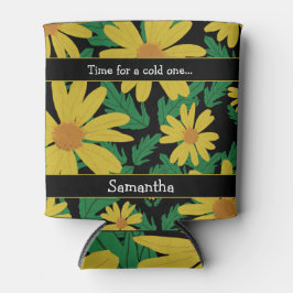 Gelbe Blume mit grünen Blätter Dosenkühler