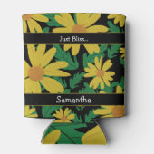 Gelbe Blume mit grünen Blätter Dosenkühler (Rückseite)