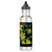 Gelbe Blume mit grünen Blätter Edelstahlflasche (Rechts)