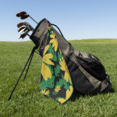 Gelbe Blume mit grünen Blätter, Golfhandtuch (Gras)