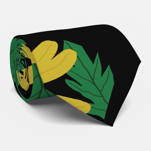 Gelbe Blume mit grünen Blätter Krawatte (Gerollt)