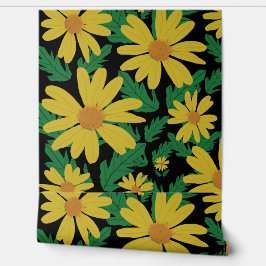 Gelbe Blume mit grünen Blätter Tapete