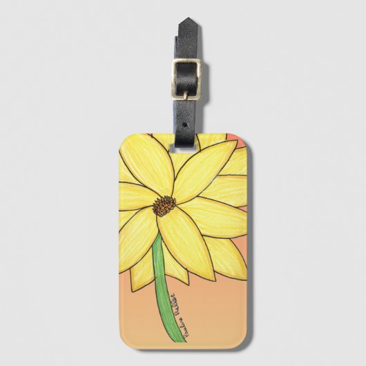 Gelbe Blume mit orangefarbenem Hintergrund Gepäckanhänger (Vorderseite Vertikal)