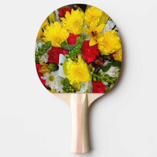 Gelbe Blume Mix Ping Pong Paddle Tischtennis Schläger (Vorderseite)