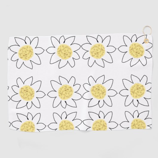 Gelbe Blume-Muster Aquarellkunst Golfhandtuch (Horizontal)