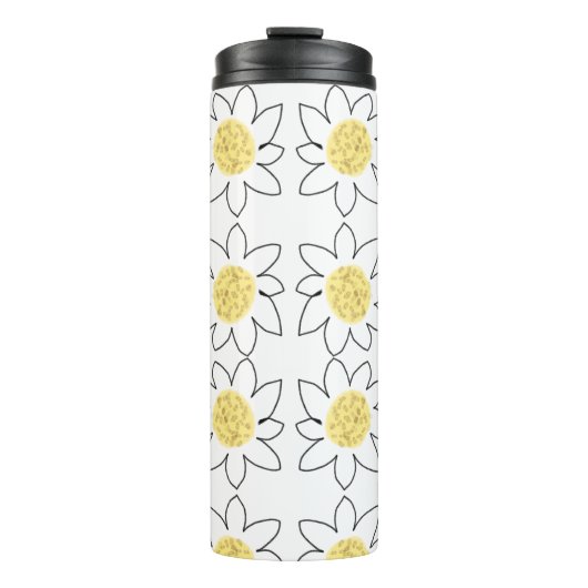 Gelbe Blume-Muster Aquarellkunst Thermosbecher (Vorderseite)