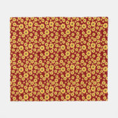 Gelbe Blume Muster auf rotem Hintergrund - Blumenm Fleecedecke (Vorderseite (Horizontal))