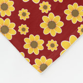Gelbe Blume Muster auf rotem Hintergrund - Blumenm Fleecedecke (Ecke)