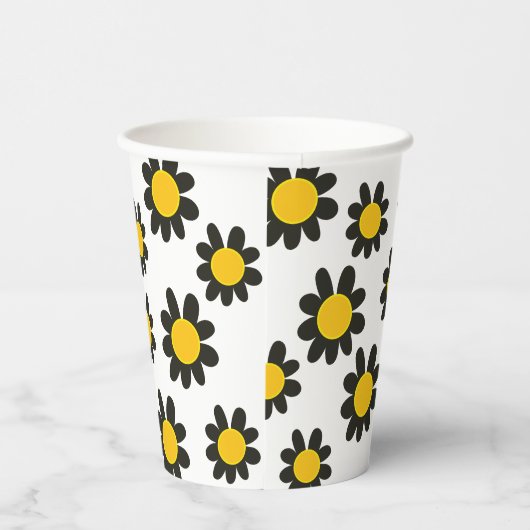 Gelbe Blume Muster Pappbecher (Rechts)
