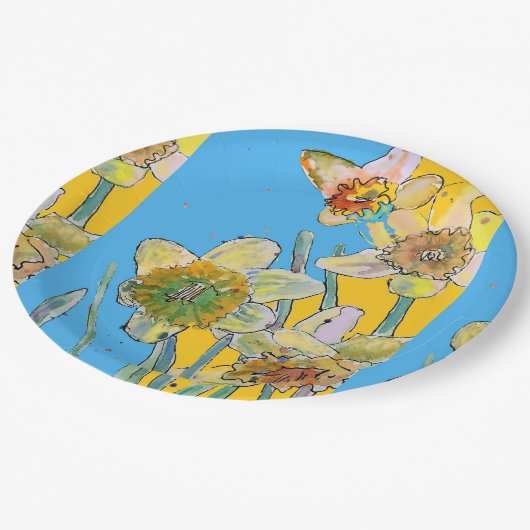 Gelbe Blume Papierplatte Party Pappteller (Schrägansicht)