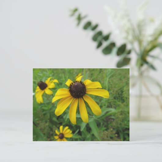 Gelbe Blume Postkarte (Stehend Vorderseite)