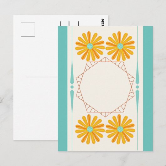 Gelbe Blume Postkarte (Vorne/Hinten)