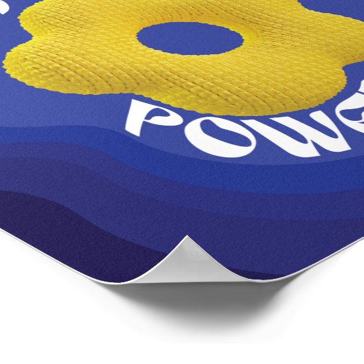 Gelbe Blume Power Poster mit blauer Farbe (Ecke)