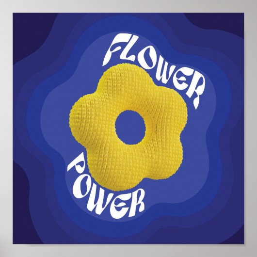 Gelbe Blume Power Poster mit blauer Farbe (Vorne)