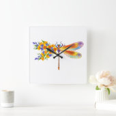 Gelbe Blume Quadratische Wanduhr (Zuhause)