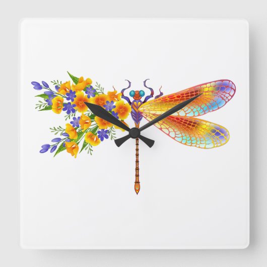 Gelbe Blume Quadratische Wanduhr (Vorderseite)