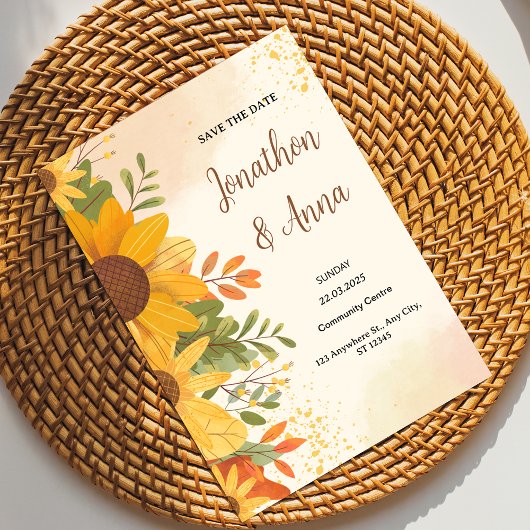 Gelbe Blume Rahmen Hochzeitseinladung Einladung