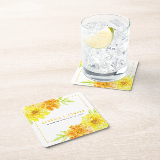 Gelbe Blume Rechteckiger Pappuntersetzer (Vor Ort)