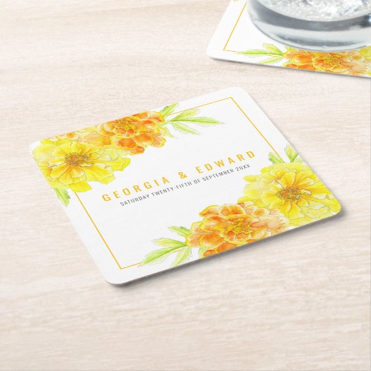Gelbe Blume Rechteckiger Pappuntersetzer (angewinkelt)