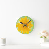 Gelbe Blume Runde Wanduhr (Zuhause)