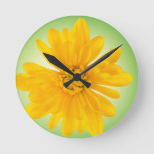 Gelbe Blume Runde Wanduhr