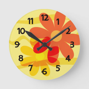 Gelbe Blume Runde Wanduhr
