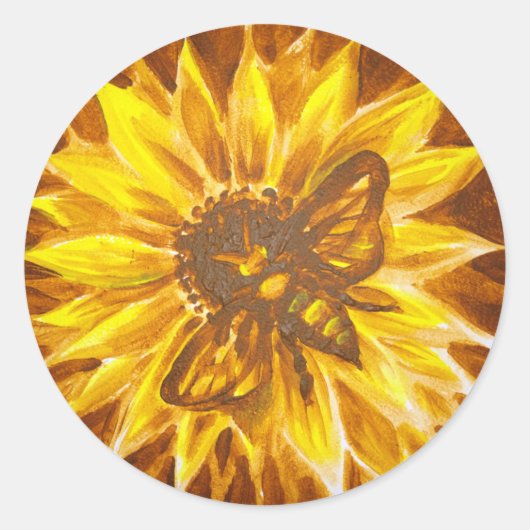 Gelbe Blume Runder Aufkleber (Vorderseite)