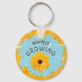 Gelbe Blume Rustikales Ei Blau, das immer wächst Schlüsselanhänger (Vorderseite)