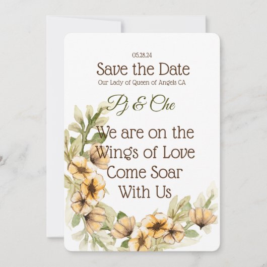 Gelbe Blume Save the Date (Vorderseite)