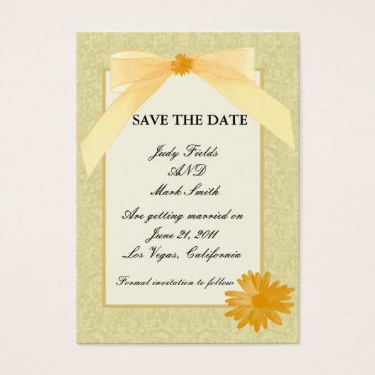 Gelbe Blume Save the Date Karte (Vorderseite)