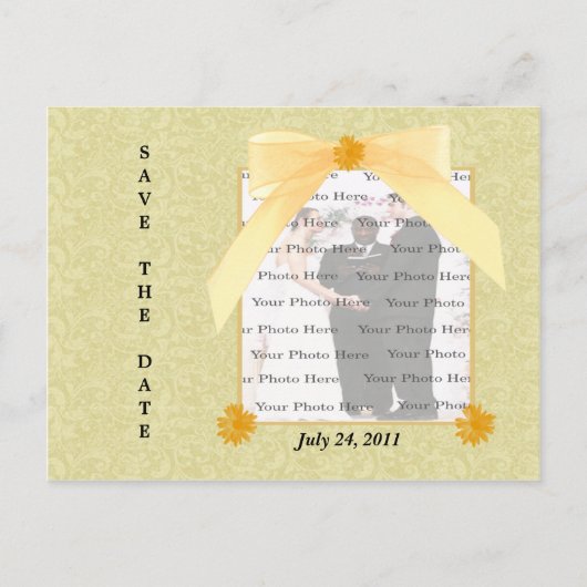 Gelbe Blume Save the Date Postkarte (Vorderseite)