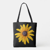 Gelbe Blume Schwarzes Foto Tasche (Rückseite)