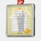 Gelbe Blume Silver Square Foto Ornament Aus Metall (Links)