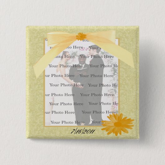 Gelbe Blume Square Foto Button (Vorderseite)